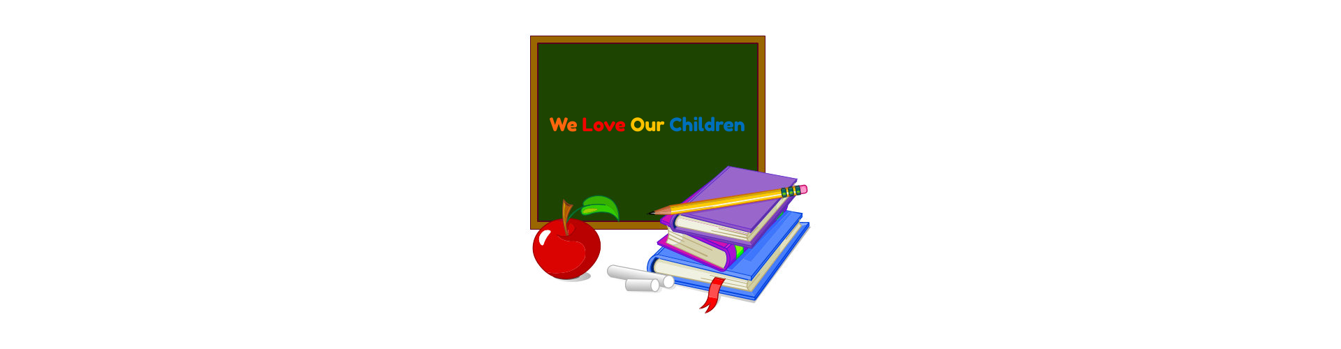 WE Love Our Children written on a blackboard vexel image